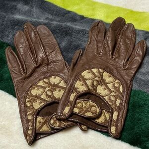 Rare 1970’s Christian Dior Brown Leather Driving Gloves